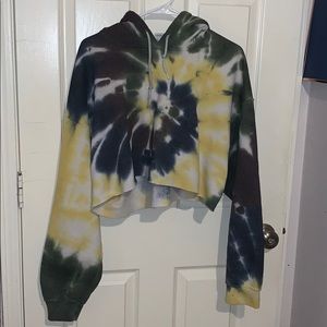 Green Blue Yellow CROP HOODIE